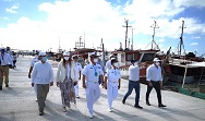 La Coordinadora General de Puertos y Marina Mercante entrega obras en el puerto de Yucalpetén, Yucatán.